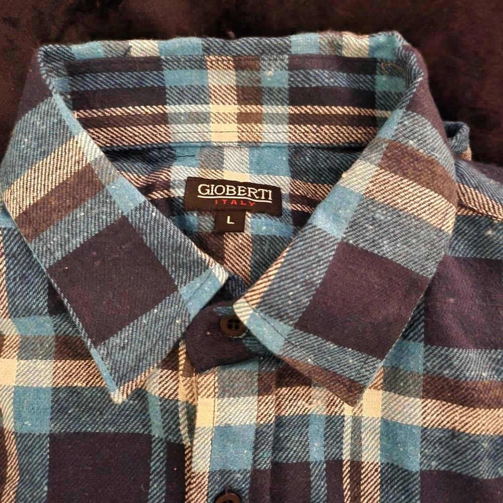 Gioberti (Le Collezioni) Italy Men's Long Sleeve Plaid Button Down Shirt - Picture 3 of 5